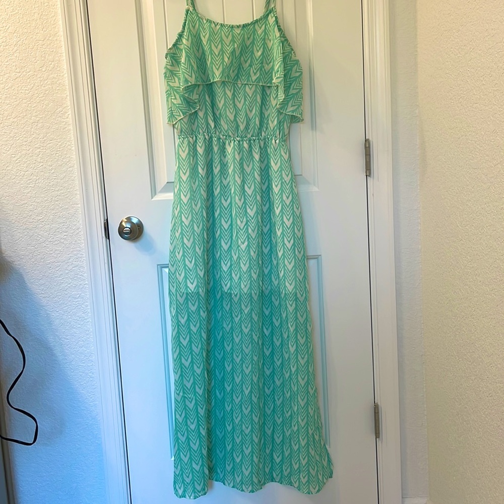 Indulge mint green chevron/arrow sleeveless maxi dress
